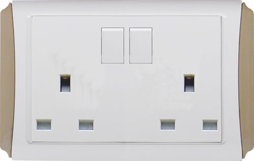 2 gang 13A socket with 2 switch