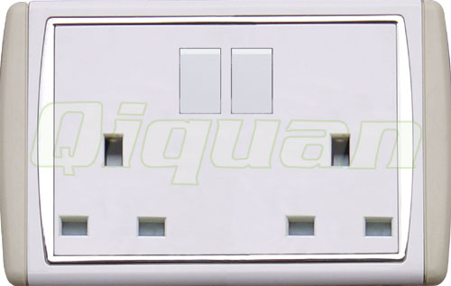 2 gang 13A socket with 2 switch