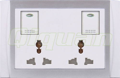2 gang multi-socket with 2 switch