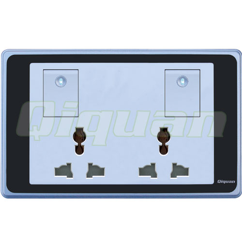 2 gang multi-socket with 2 switch