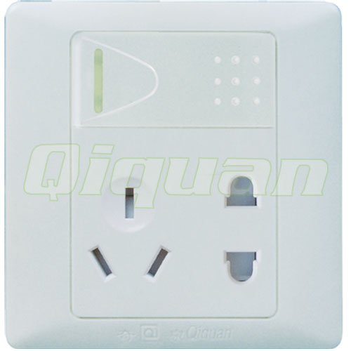 Double Wire Three Pole Socket 1 Switch